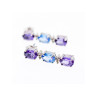 925 STERLING SILVER AMETHYST, TOPAZ & DIAMONDS EARRINGS