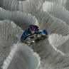 925 Sterling Silver Amethyst & Beryl & Opal Ring Size 7