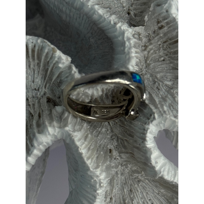 925 Sterling Silver Amethyst & Beryl & Opal Ring Size 7