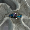 925 Sterling Silver Amethyst & Beryl & Opal Ring Size 7