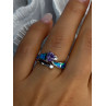 925 Sterling Silver Amethyst & Beryl & Opal Ring Size 7