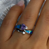 925 Sterling Silver Amethyst & Beryl & Opal Ring Size 7