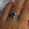 925 Sterling Silver Amethyst & Beryl & Opal Ring Size 7