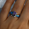 925 Sterling Silver Amethyst & Beryl & Opal Ring Size 7