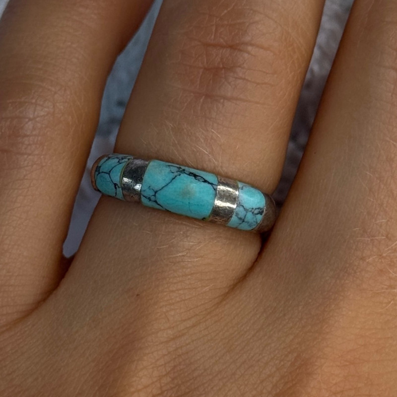 Vintage 925 Sterling Silver Turquoise Ring Size 7