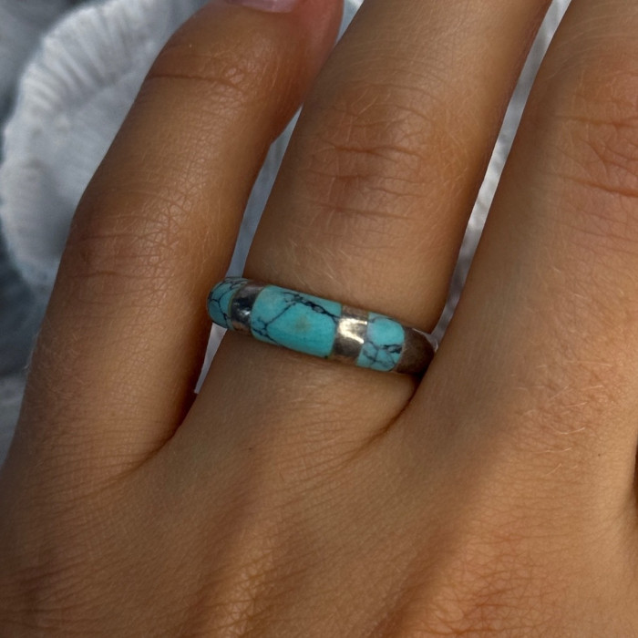 Vintage 925 Sterling Silver Turquoise Ring Size 7