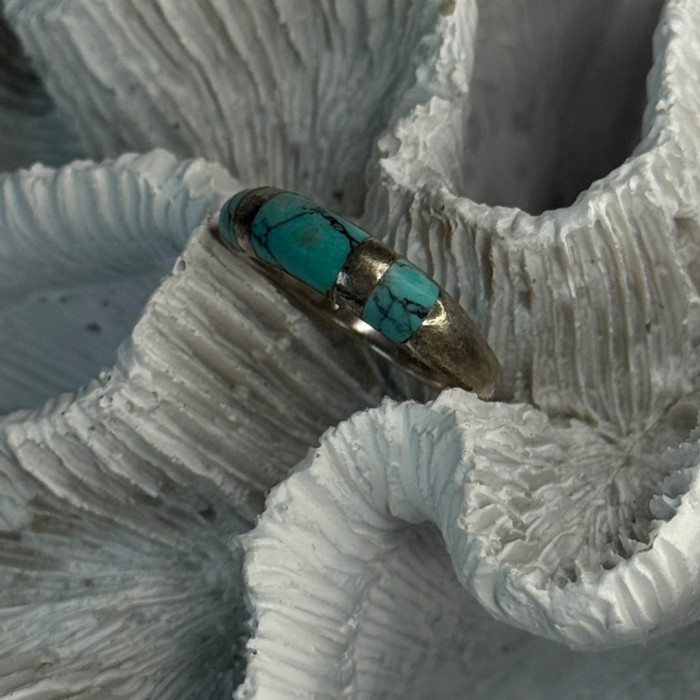 Vintage 925 Sterling Silver Turquoise Ring Size 7
