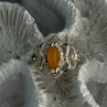 925 Sterling Silver Orange Agate Ring Size 6.5