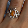 925 Sterling Silver Orange Agate Ring Size 6.5