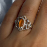 925 Sterling Silver Orange Agate Ring Size 6.5