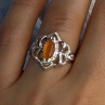 925 Sterling Silver Orange Agate Ring Size 6.5