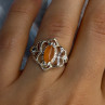 925 Sterling Silver Orange Agate Ring Size 6.5