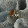925 Sterling Silver Orange Agate Ring Size 6.5
