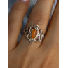 925 Sterling Silver Orange Agate Ring Size 6.5