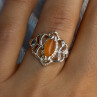 925 Sterling Silver Orange Agate Ring Size 6.5
