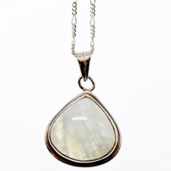 925 Sterling Silver Moonstone Chain With Pendant Italy