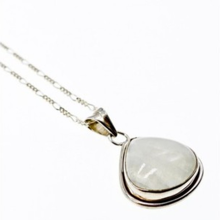 925 Sterling Silver Moonstone Chain With Pendant Italy
