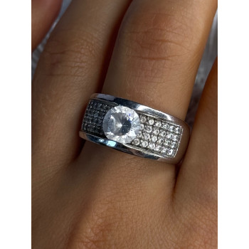 Elegant Design 925 Sterling Silver Cz Ring Size 10