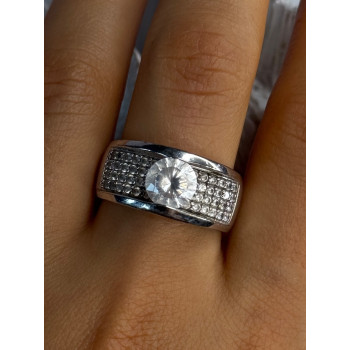Elegant Design 925 Sterling Silver Cz Ring Size 10