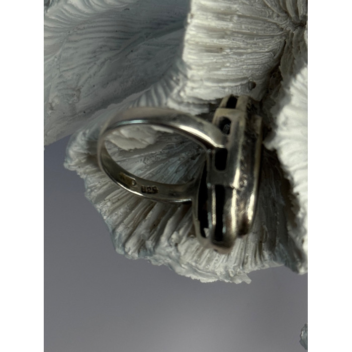 Vintage 925 Sterling Silver Onyx & Marcasite Ring Size 6.5