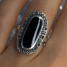 Vintage 925 Sterling Silver Onyx & Marcasite Ring Size 6.5