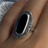 Vintage 925 Sterling Silver Onyx & Marcasite Ring Size 6.5