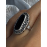Vintage 925 Sterling Silver Onyx & Marcasite Ring Size 6.5