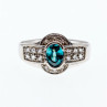 925 Sterling Silver Aquamarine & White Beryl Ring Size 14.25