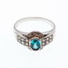 925 Sterling Silver Aquamarine & White Beryl Ring Size 14.25