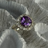 925 Sterling Silver Amethyst & Beryl Ring Size 5.5