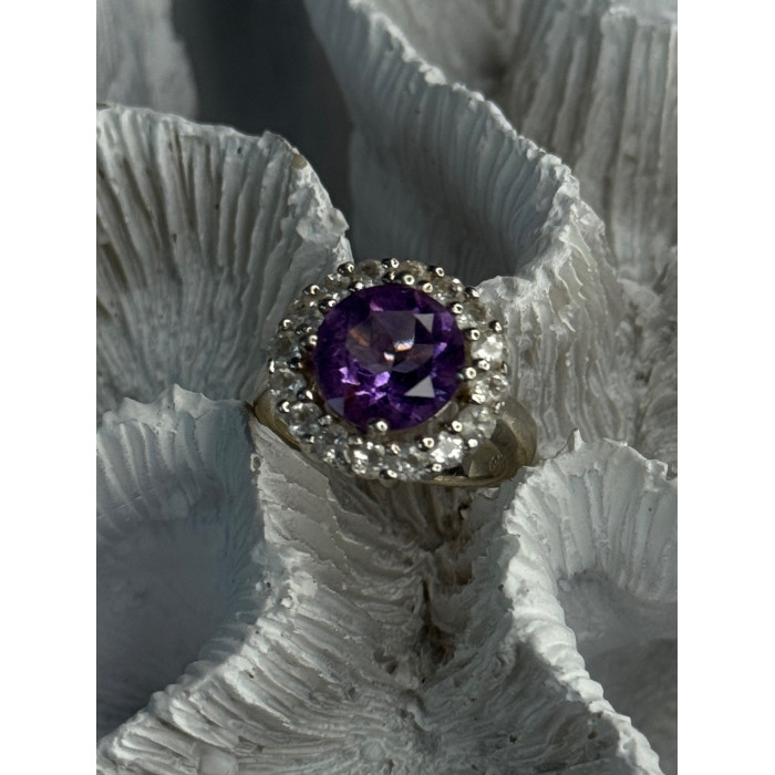 925 Sterling Silver Amethyst & Beryl Ring Size 5.5