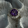 925 Sterling Silver Amethyst & Beryl Ring Size 5.5