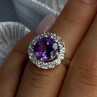 925 Sterling Silver Amethyst & Beryl Ring Size 5.5