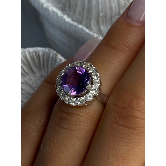 925 Sterling Silver Amethyst & Beryl Ring Size 5.5