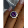 925 Sterling Silver Amethyst & Beryl Ring Size 5.5