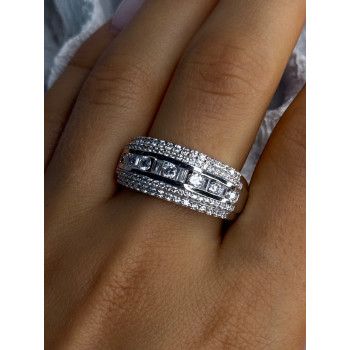 Beautiful Design 925 Sterling Silver Cz Ring Size 11