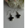 925 Sterling Silver Turtle Black Onyx Earrings Length 1.35 Inch