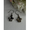 925 Sterling Silver Turtle Black Onyx Earrings Length 1.35 Inch