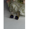925 Sterling Silver Purple Crystal & CZ Earrings Length 0.70 Inch
