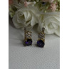 925 Sterling Silver Purple Crystal & CZ Earrings Length 0.70 Inch