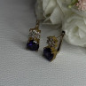 925 Sterling Silver Purple Crystal & CZ Earrings Length 0.70 Inch