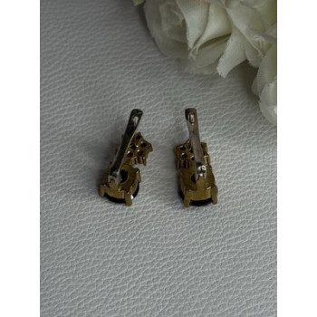 925 Sterling Silver Purple Crystal & CZ Earrings Length 0.70 Inch