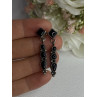 Vintage Jeneva J.a. 925 Sterling Silver Black Onyx Earrings Length 1.60 Inch