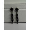 Vintage Jeneva J.a. 925 Sterling Silver Black Onyx Earrings Length 1.60 Inch