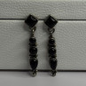 Vintage Jeneva J.A. 925 Sterling Silver Black Onyx Earrings Length 1.60 Inch