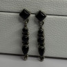 Vintage Jeneva J.A. 925 Sterling Silver Black Onyx Earrings Length 1.60 Inch