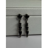 Vintage Jeneva J.a. 925 Sterling Silver Black Onyx Earrings Length 1.60 Inch