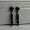 Vintage Jeneva J.A. 925 Sterling Silver Black Onyx Earrings Length 1.60 Inch