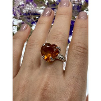 925 Sterling Silver Heliodor & Marcasite 