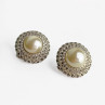 Vintage 925 Sterling Silver Pearl & Marcasites Clip-On Earrings